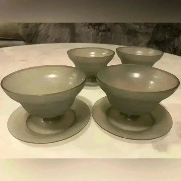 Set of 4 vintage Tupperware pudding dessert cups with base in opaque gray 754-11 - Picture 3 of 7